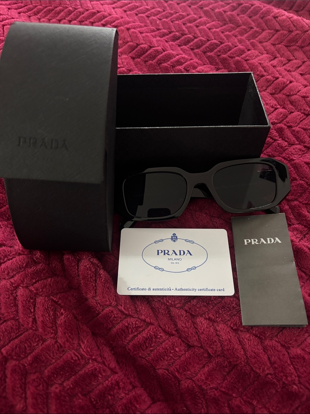 Prada Black Men’s Sunglasses with Box and Cards